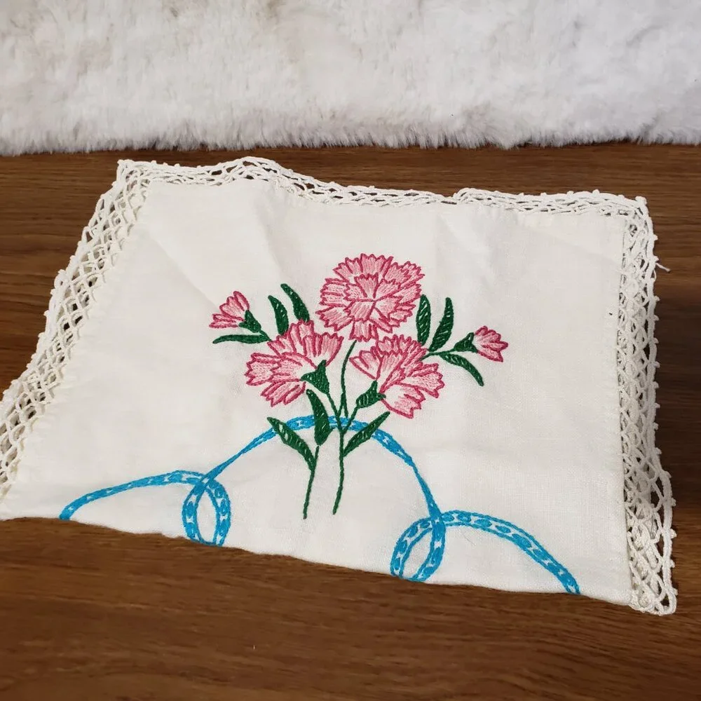 Vintage‎ Cream Ivory Table Runner Mat Decor Embroidered Floral Lace